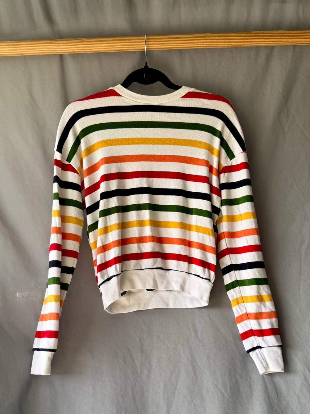 Brandy Melville Rainbow Striped Crewneck Sweater Fruit Stripe Retro